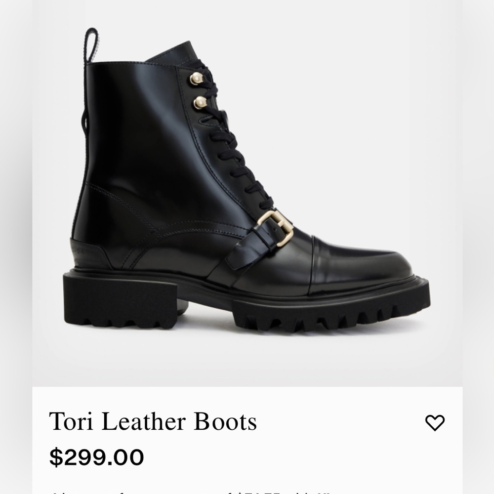 All Saints Tori Leather Combat Boots size 39
